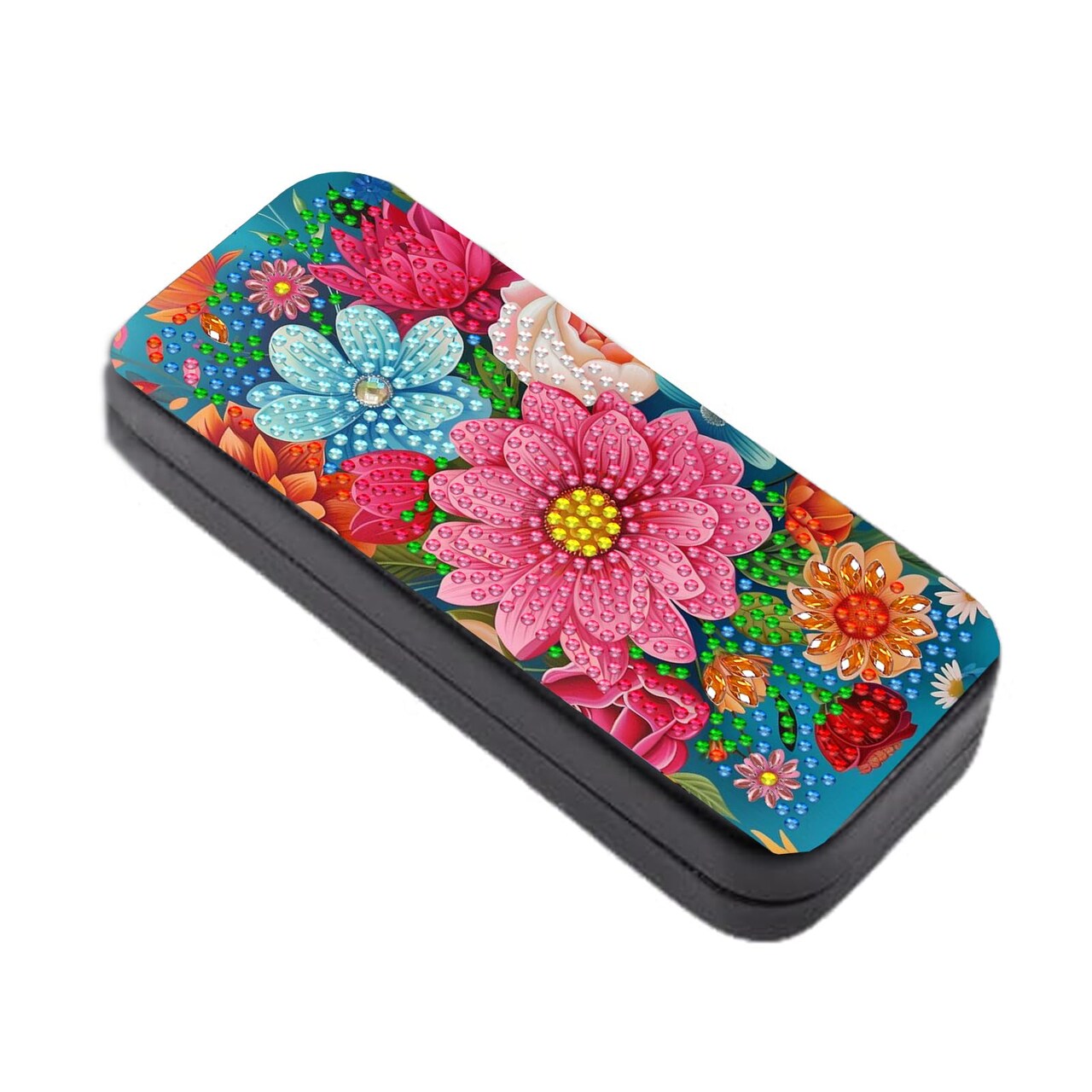 Flower Diamond Art Kits for Adults Small Diamond Painting Kits Diamond Dots Gem Art Painting DIY Eyeglasses Case with Special Shaped Rhinestone for Beginner Women